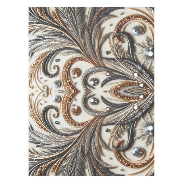 Glamorous Baroque with Glitter & Gemstones Tablecloth (Front)
