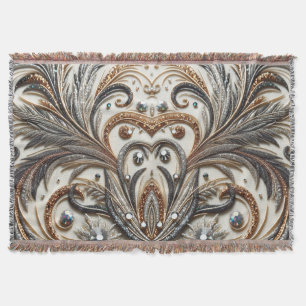 Glamorous Baroque with Glitter & Gemstones Throw Blanket