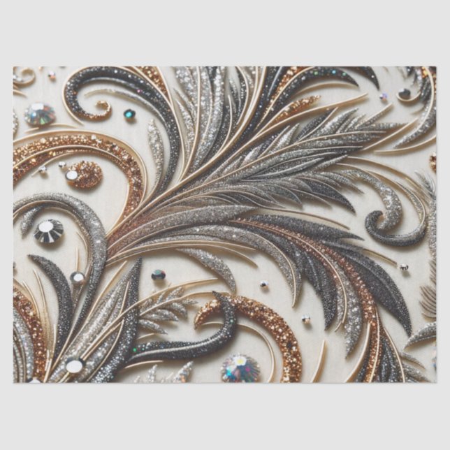 Glamorous Baroque with Glitter & Gemstones  Tissue Paper (Front)