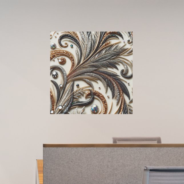 Glamorous Baroque with Glitter & Gemstones Wall Decal (Office)