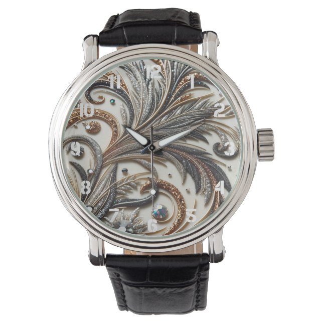 Glamorous Baroque with Glitter & Gemstones Watch (Front)