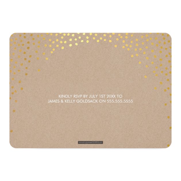 GLAMOROUS BAT MITZVAH Rustic Gold Confetti Kraft Invitation