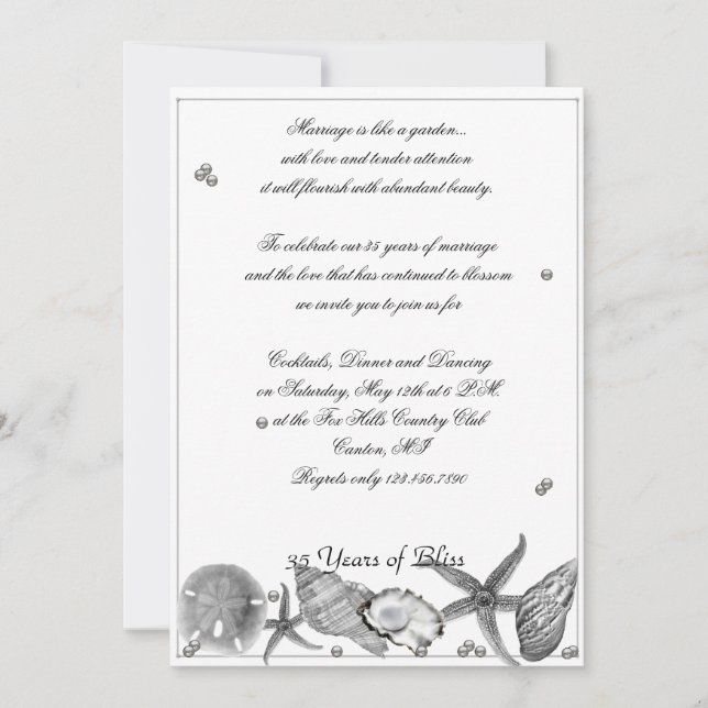 Glamorous Beach in Silver Anniversary Invitation (Front)
