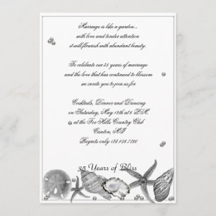 Glamorous Beach in Silver Anniversary Invitation