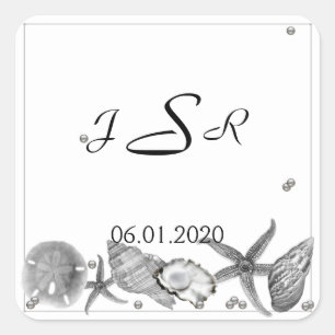 Glamorous Beach in Silver Monogram Sticker