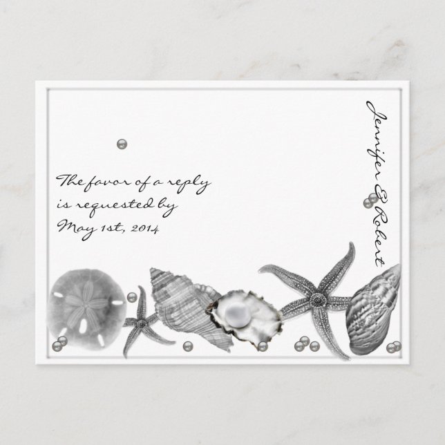 Glamorous Beach in Silver RSVP Postcard (Front)