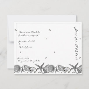 Glamorous Beach in Silver Save the Date Card