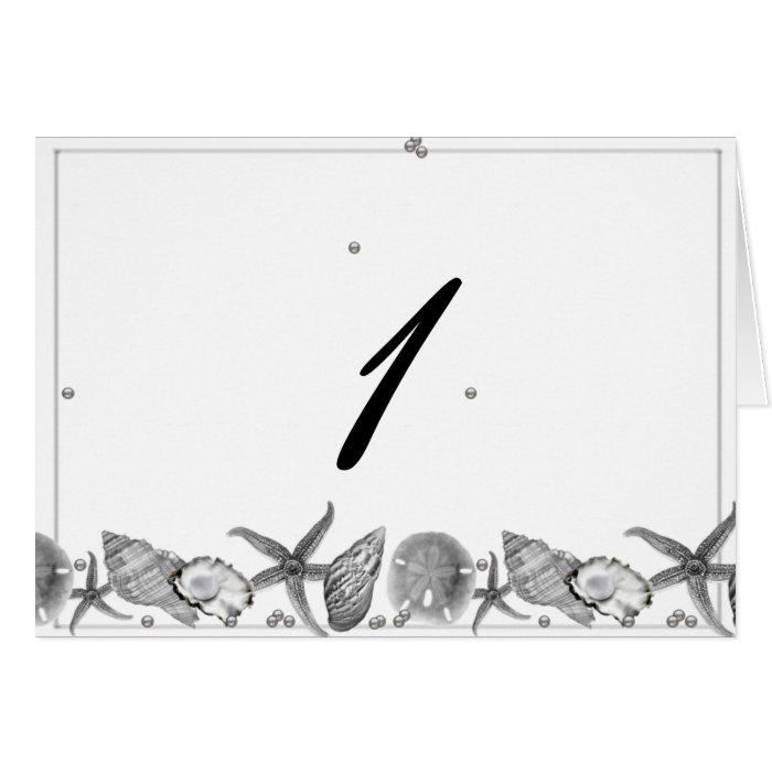 Glamorous Beach in Silver Table Number tent card