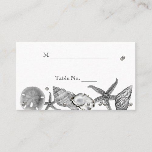 Glamorous Beach in Silver Wedding Place Cards