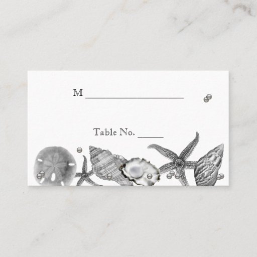 Customizable Glamorous Beach in Silver Wedding Place Cards Business Cards