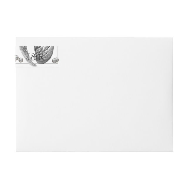 Glamorous Beach Silver Wedding Wrap Around Label (Front)