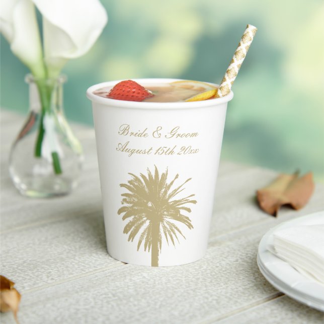 Glamorous beach wedding party supplies custom paper cups (Insitu)