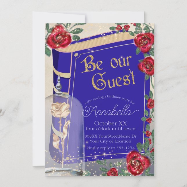 Glamorous Beauty and the Beast Fairy Tale Invitation (Front)