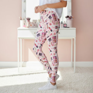 Glamorous Beauty Artist Inspired Makeup Pattern Leggings