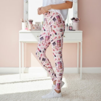 Glamorous Beauty Artist Inspired Makeup Pattern Leggings