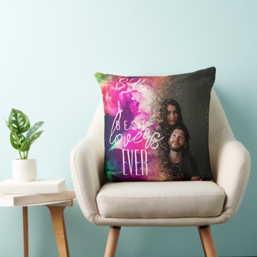 Glamorous Best Lovers Ever Floral Overlay Photo Throw Pillow