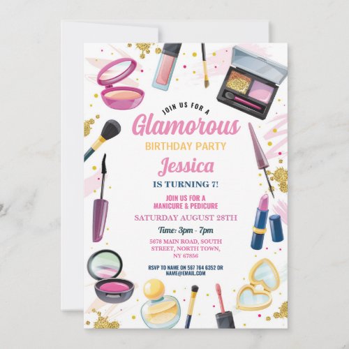 Glamorous Birthday Beauty Manicure Party Invitation