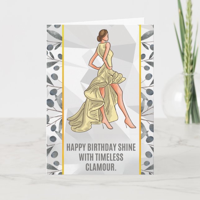 “Glamorous Birthday Card – Elegant Fashion  (Front)