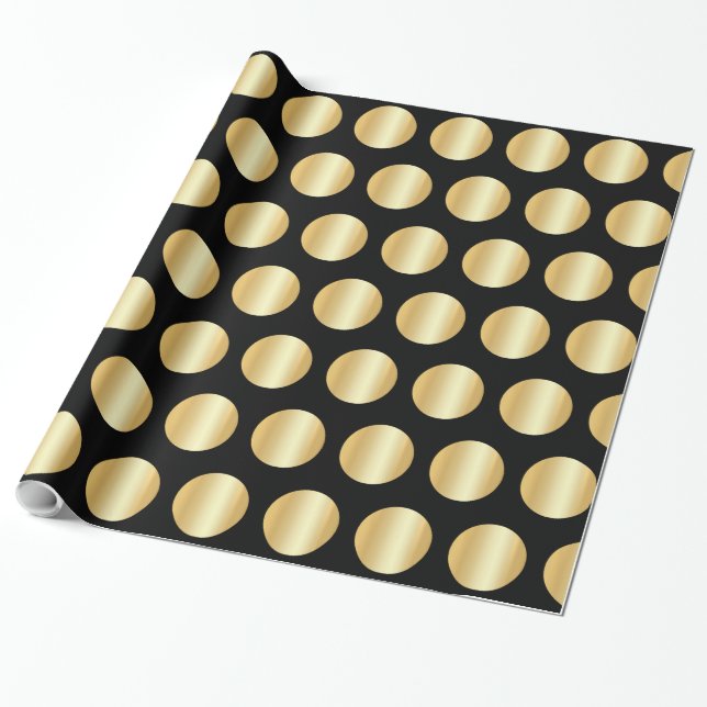 Glamorous Black And Faux Gold Golden Elegant Wrapping Paper (Unrolled)