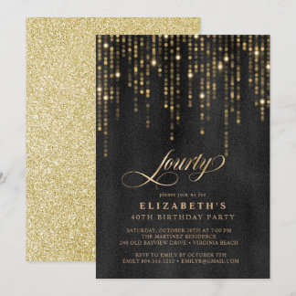 Glamorous Black and Gold Birthday Party Invitation