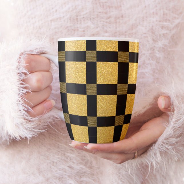 Glamorous Black and gold Bufallo plaid pattern Coffee Mug (Creator Uploaded)