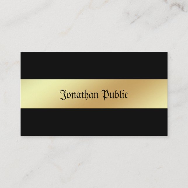 Glamorous Black And Gold Elegant Professional Business Card (Front)