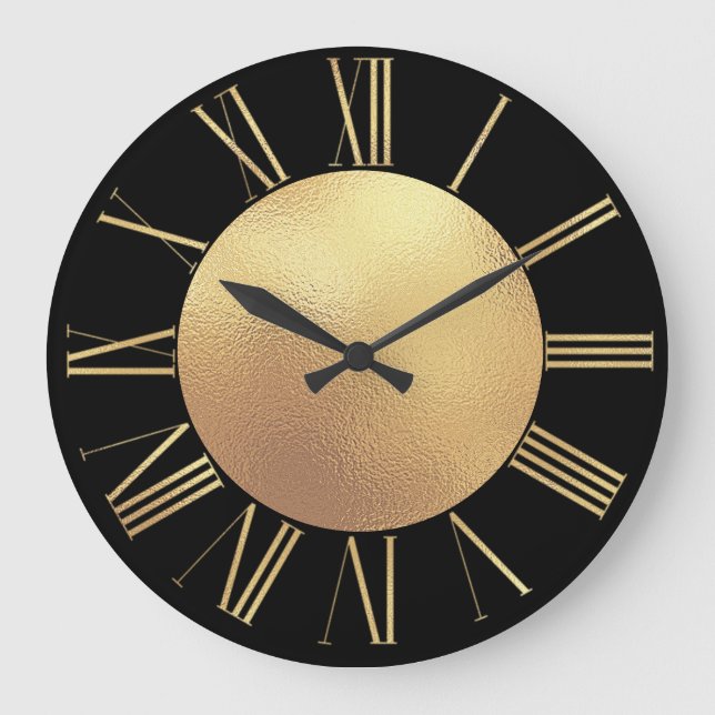Glamorous Black and Gold Large Clock (Front)
