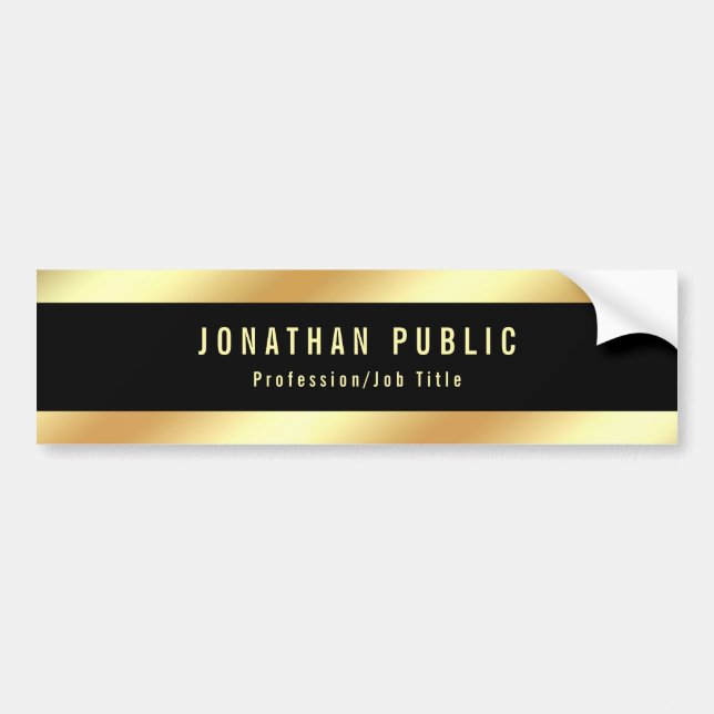 Glamorous Black And Gold Modern Template Trendy Bumper Sticker (Front)