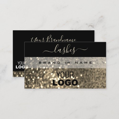 Glamorous Black and Gold Sparkle Glitter with Logo Business Card