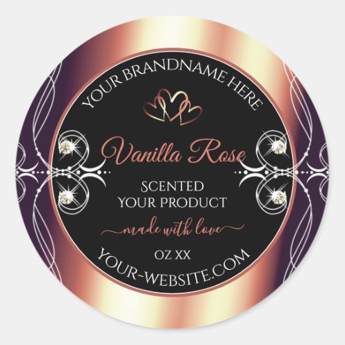Glamorous Black and Rose Brown Decor Product Label