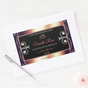 Glamorous Black and Rose Brown Decor Product Label