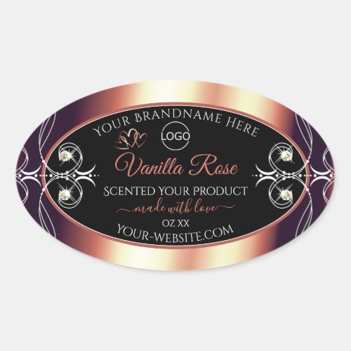 Glamorous Black and Rose Brown Logo Product Labels