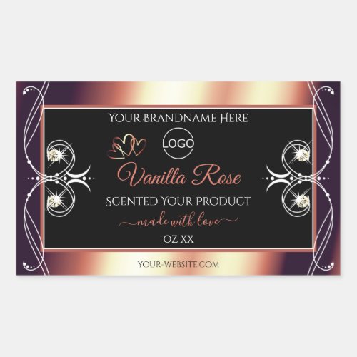 Glamorous Black and Rose Brown Logo Product Labels