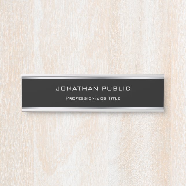 Glamorous Black And Silver Professional Template Door Sign (Front)