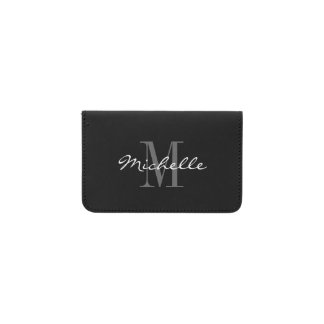 Glamorous black and white monogram biz card holder business card holder