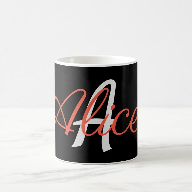 Glamorous Black and White Monogram Custom Coffee Mug (Center)