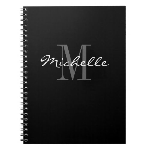 Glamorous black and white monogram spiral notebook