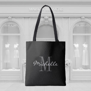 Glamorous black and white monogram tote bag