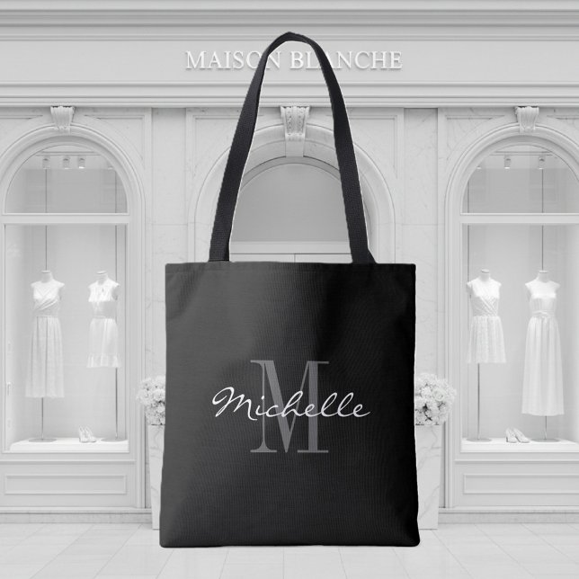 Glamorous black and white monogram tote bag (Creator Uploaded)