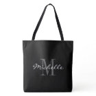 Glamorous black and white monogram tote bag