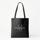 Glamorous black and white monogram tote bag