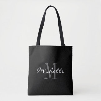Glamorous black and white monogram tote bag