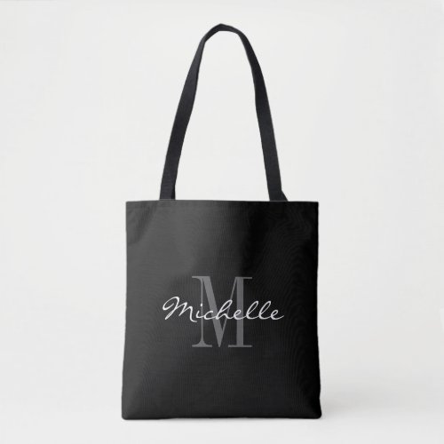 Glamorous black and white monogram tote bag