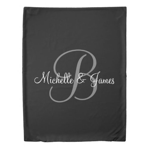 Glamorous black and white monogrammed twin size duvet cover