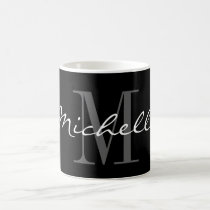 Glamorous black and white name monogram coffee mug Glamorous black and white name monogram coffee mug