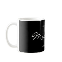 Glamorous black and white name monogram coffee mug