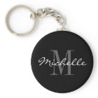 Glamorous black and white name monogram keychain