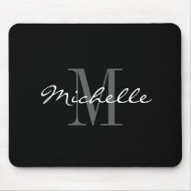 Glamorous black and white name monogram mouse pad Glamorous black and white name monogram mouse pad