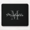 Glamorous black and white name monogram mouse pad
