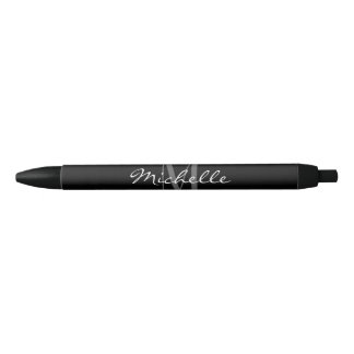 Glamorous black and white name monogram pens